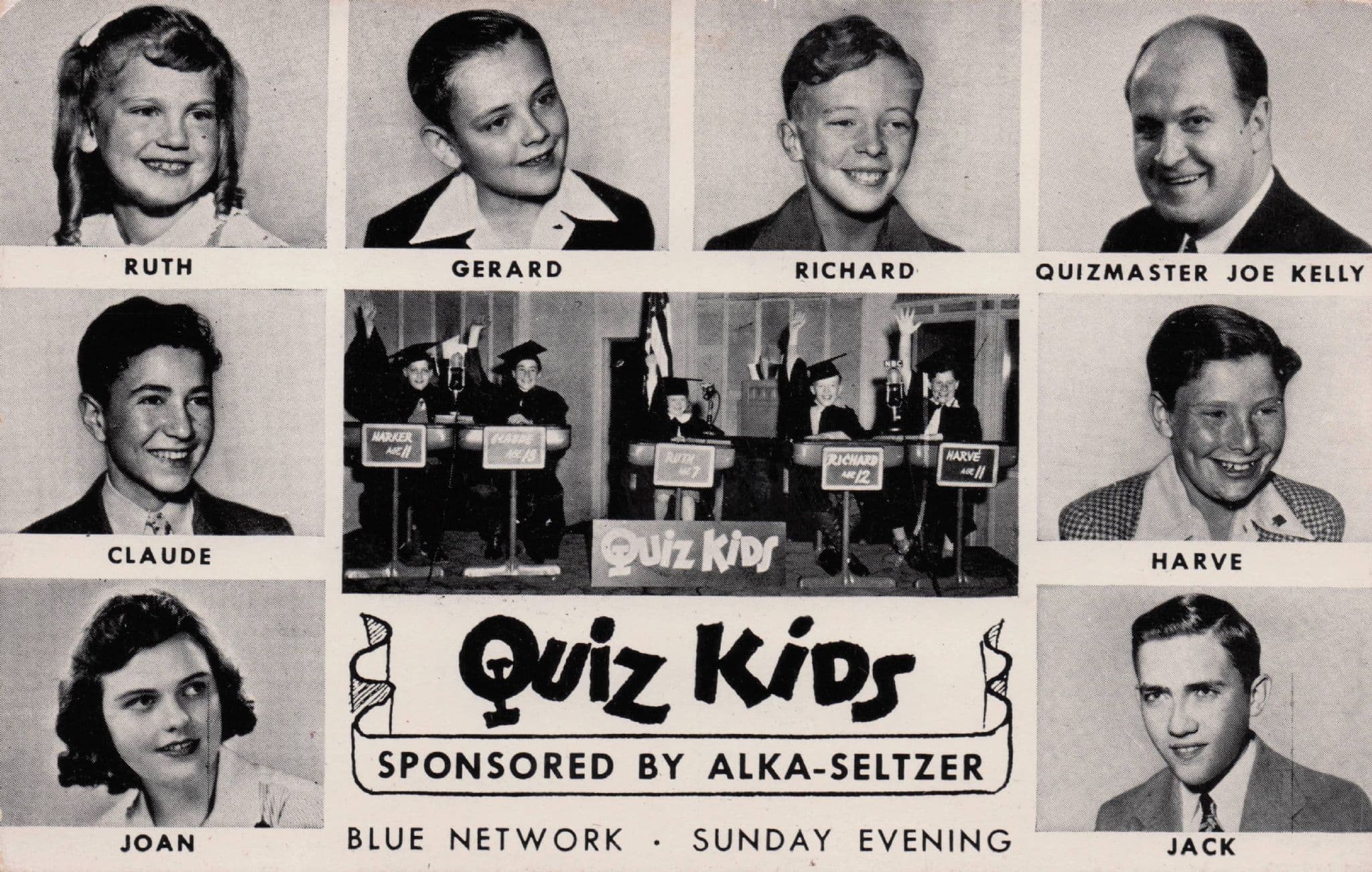Quiz TV Kids USA Television Show Real Photo Old Postcard