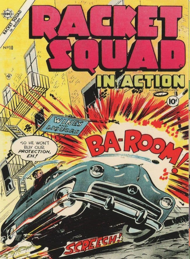 Racket Squad Mafia Classic Car Chase 1950s Comic Book Postcard