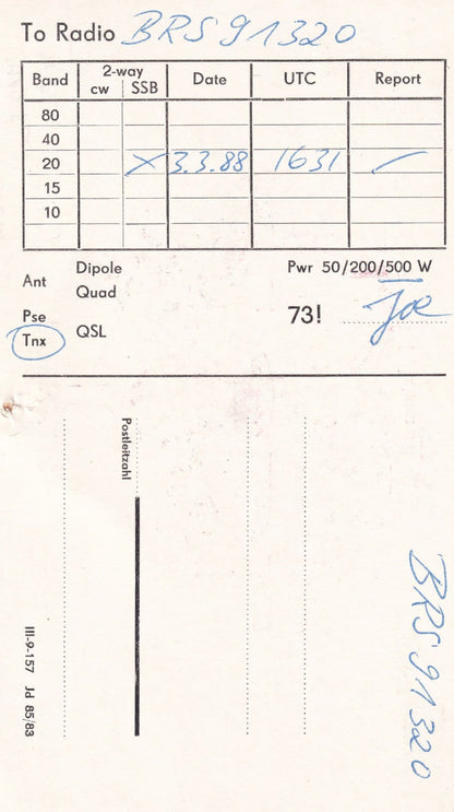 Radeberg German Democratic Republic Amateur Radio QSL Card