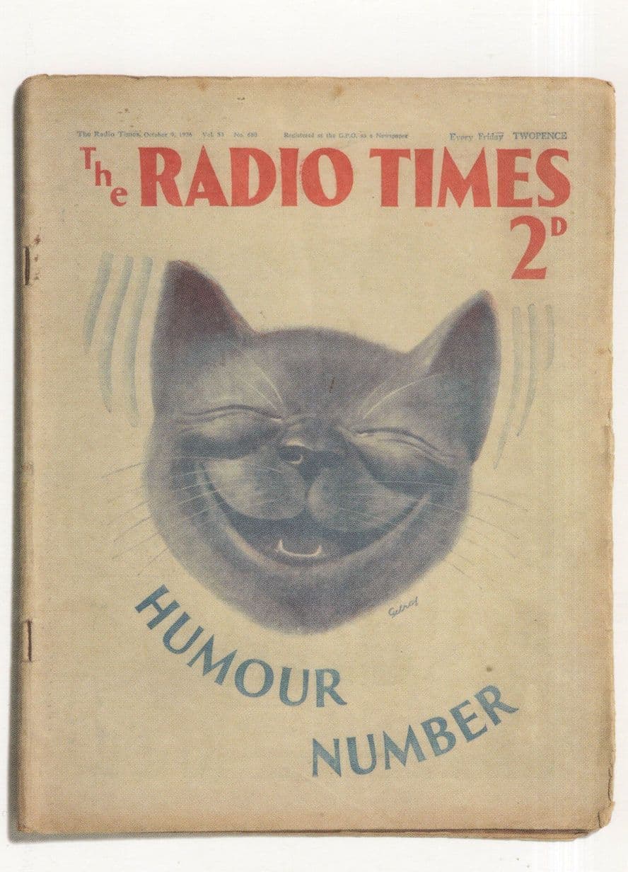 Radio Times Humour Number 16 1936 Cat Laughing Magazine Postcard