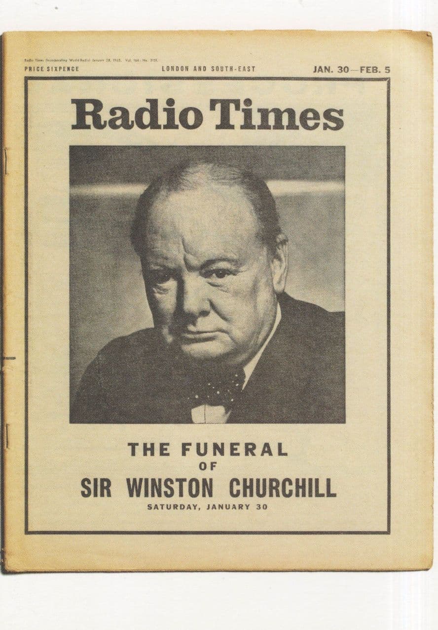 Radio Times Winston Churchill Of WW2 Funeral 1965 Magazine Postcard