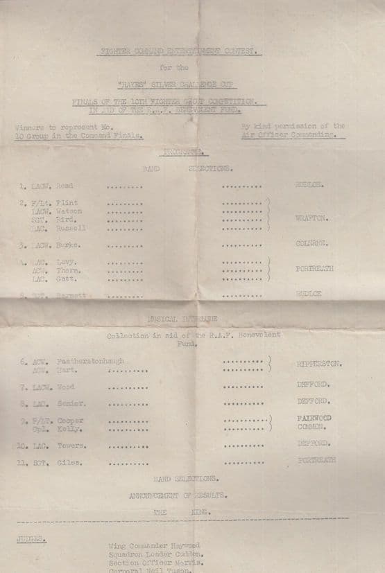 RAF 10th Fighter Group Benevolent Fund Command Wartime Competition WW2 Ephemera