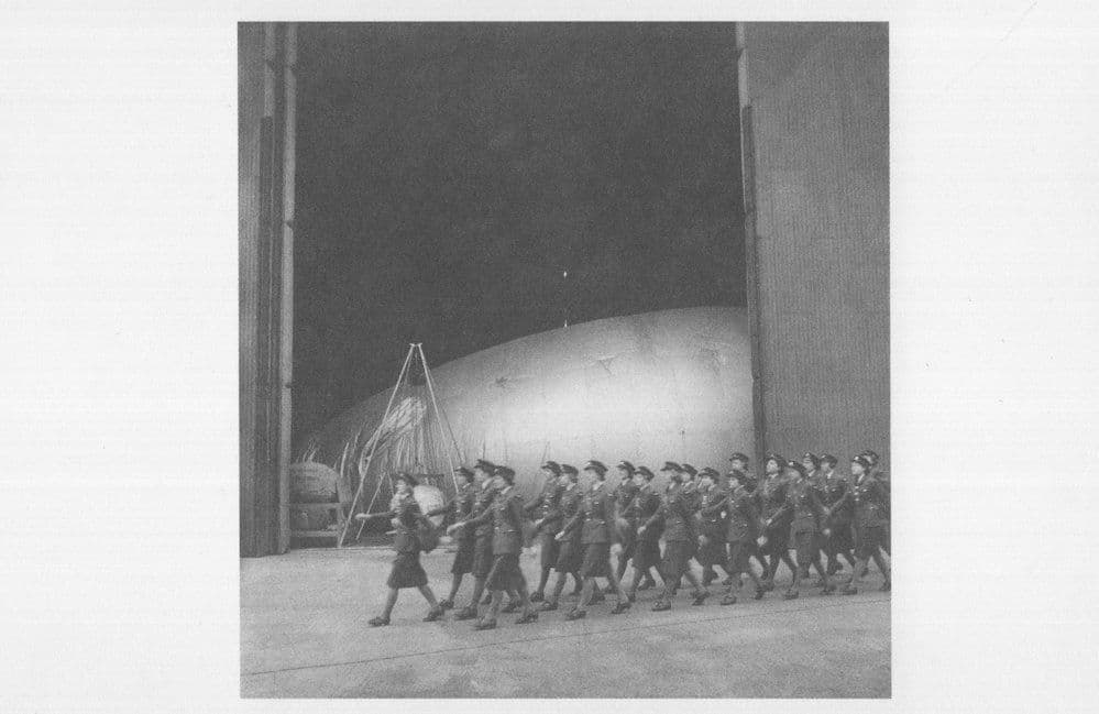 RAF Cardington Bedfordshire WW2 WAAF Marching Balloon Hangar Postcard