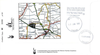 RAF Cranwell Captain MP Colley Station Commander Map LTD TO 80 Hand Signed FDC