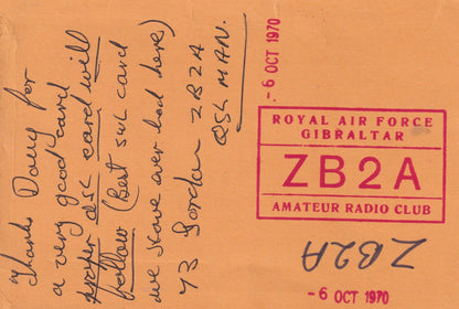 RAF Royal Air Force Gibraltar Military Amateur Radio Club QSL Card