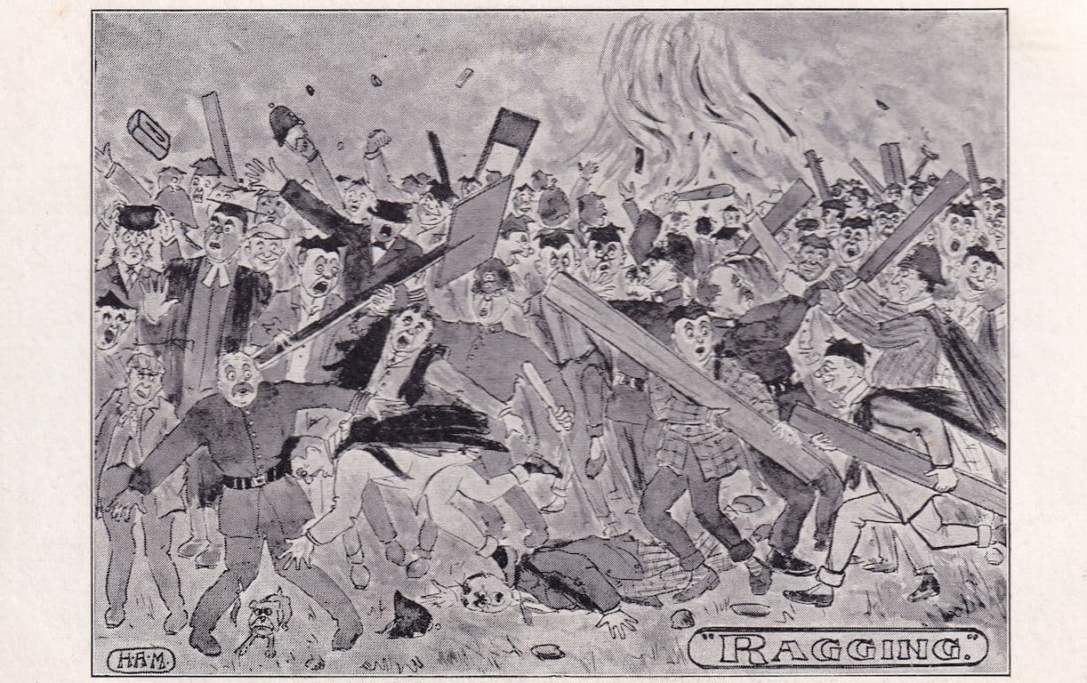 Ragging Policeman Train Conductor In Riot Antique Comic Postcard