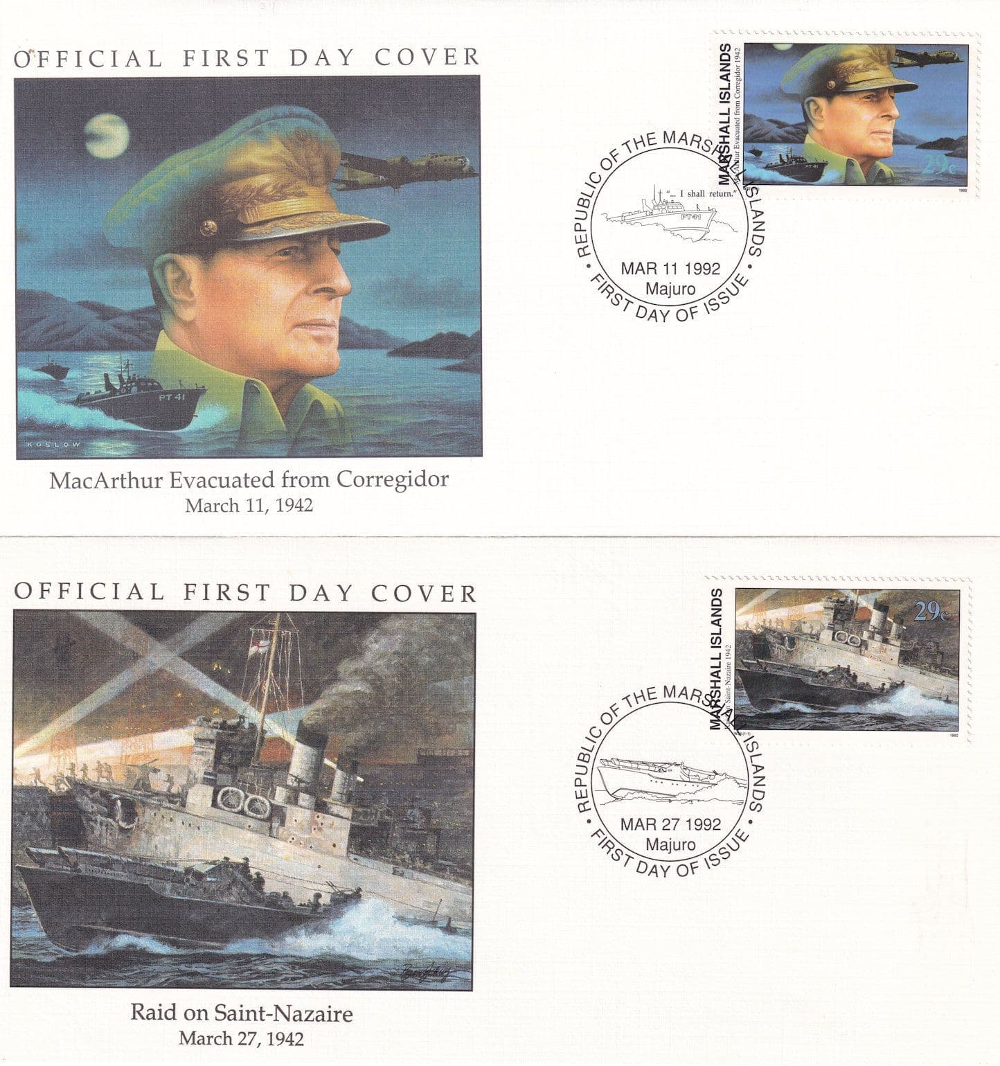 Raid On Saint Nazaire Majuro Normandy Battle War Military 2x WW2 First Day Cover s