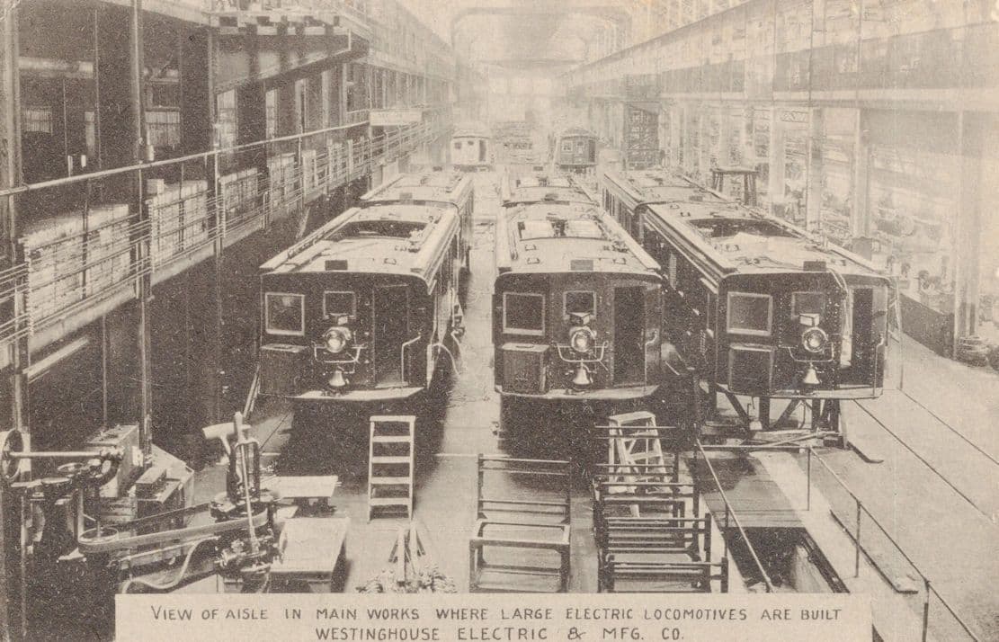 Railroad View of Aisle Main Works Westinghouse Electric Locomotives USA Old Postcard