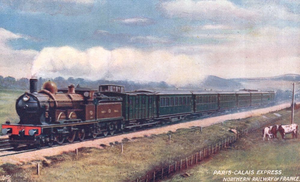 Railway Northern France Paris-Calais Express Tucks Oilette Postcard