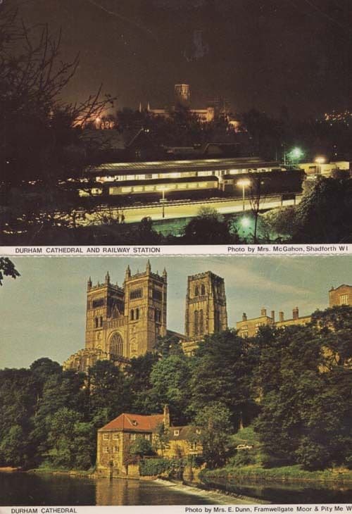 Railway Station Cathedral Aerial View Durham Womens Institute Photo 2x Postcard