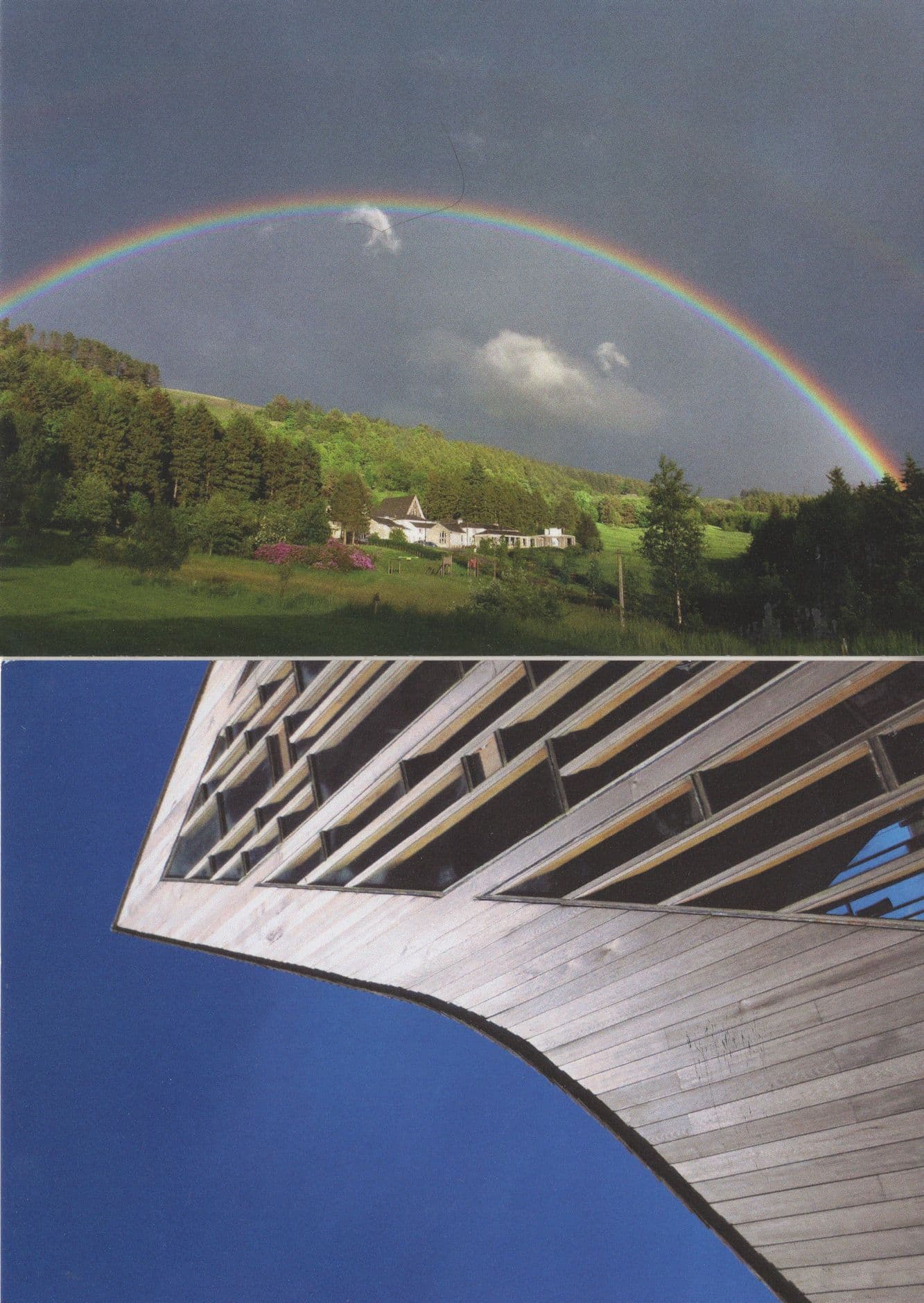 Rainbow Over Scargill House Yorkshire Chapel 2x Postcard