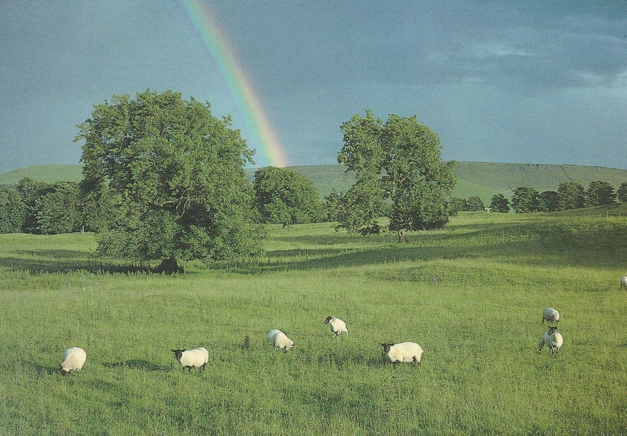 Rainbow Over Thorpe Fell Yorkshire Postcard