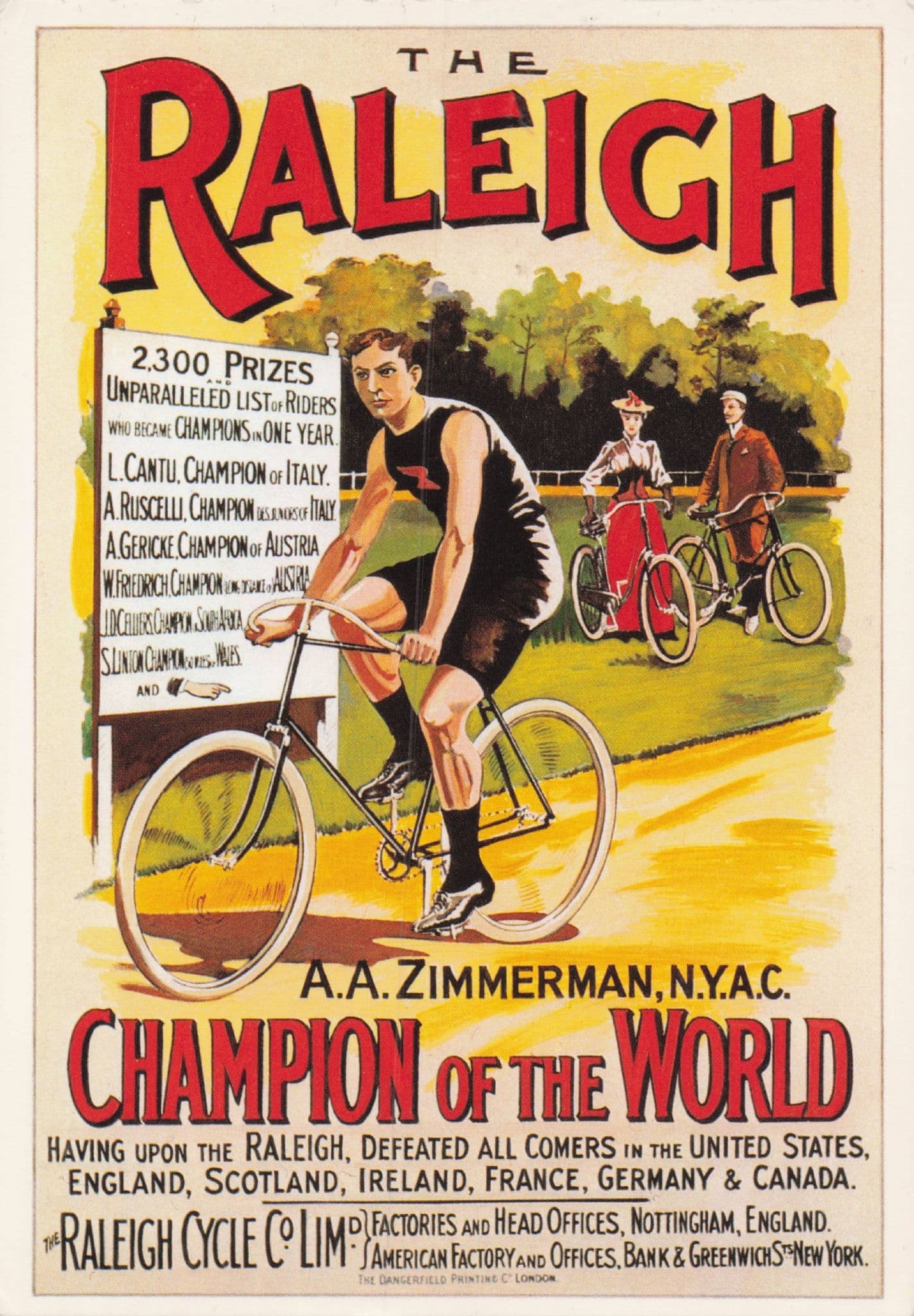 Raleigh Bicycles Bike Champion AA Zimmerman Champion Advertising Postcard