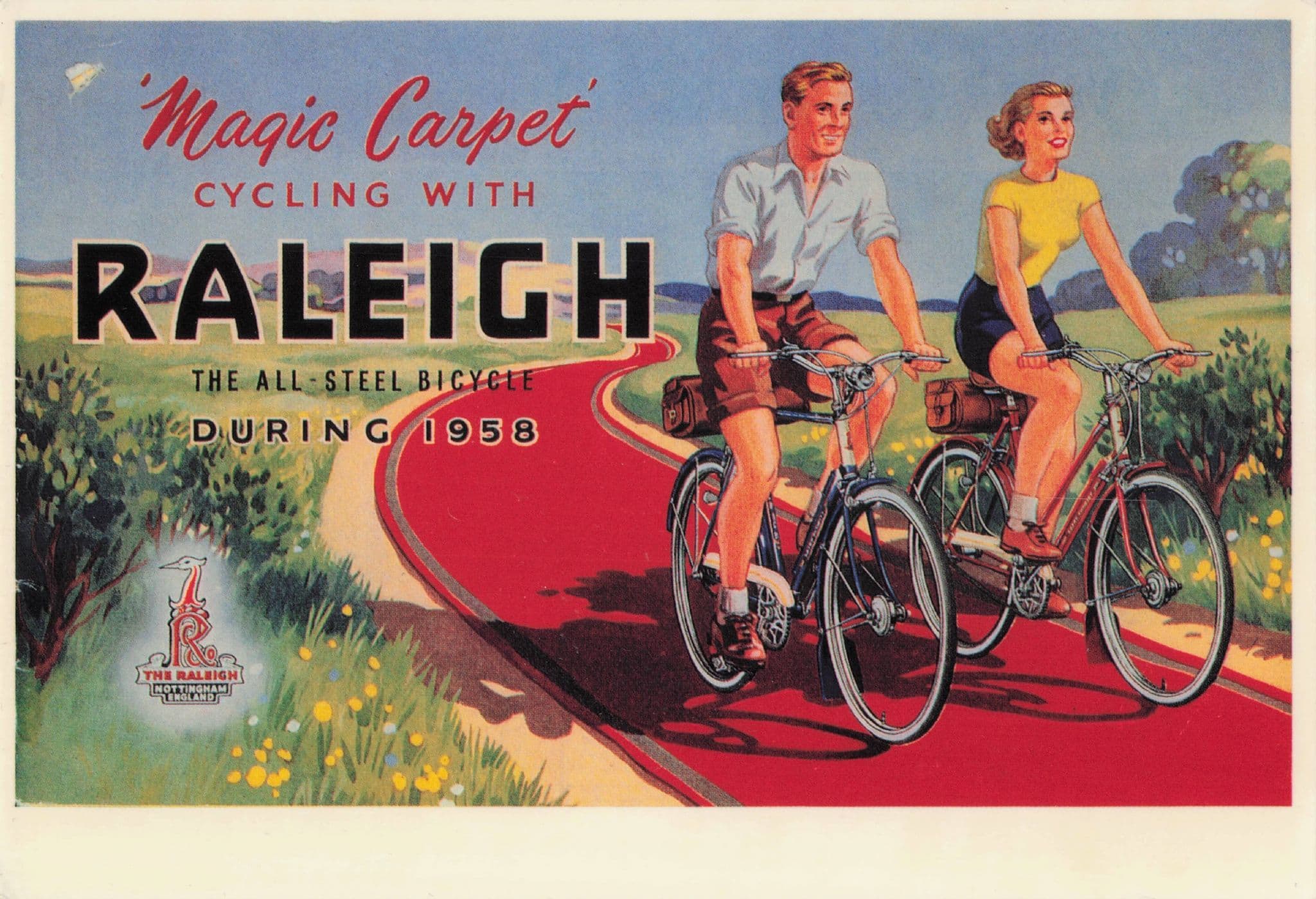 Raleigh Magic Carpet Cycling Bike Advertising Poster Postcard