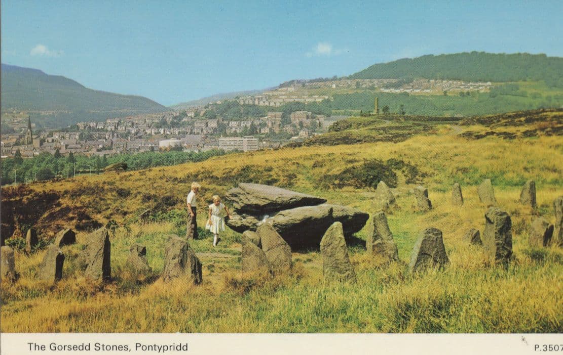 Rambling at Gorsedd Stones Pontypridd Welsh 1970s Postcard