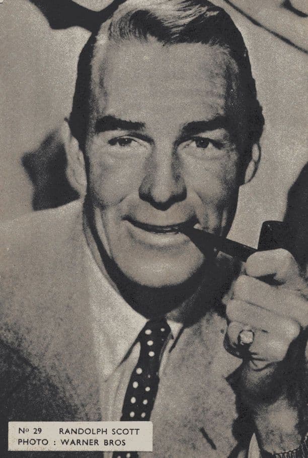 Randolph Scott Belgium 1950s Postcard Size Film Actor Card