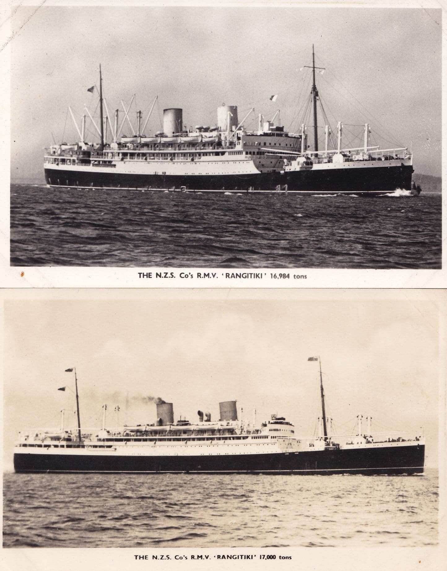 Rangitiki Ship NZS New Zealand Shipping Company 2x RPC Postcard Photocard