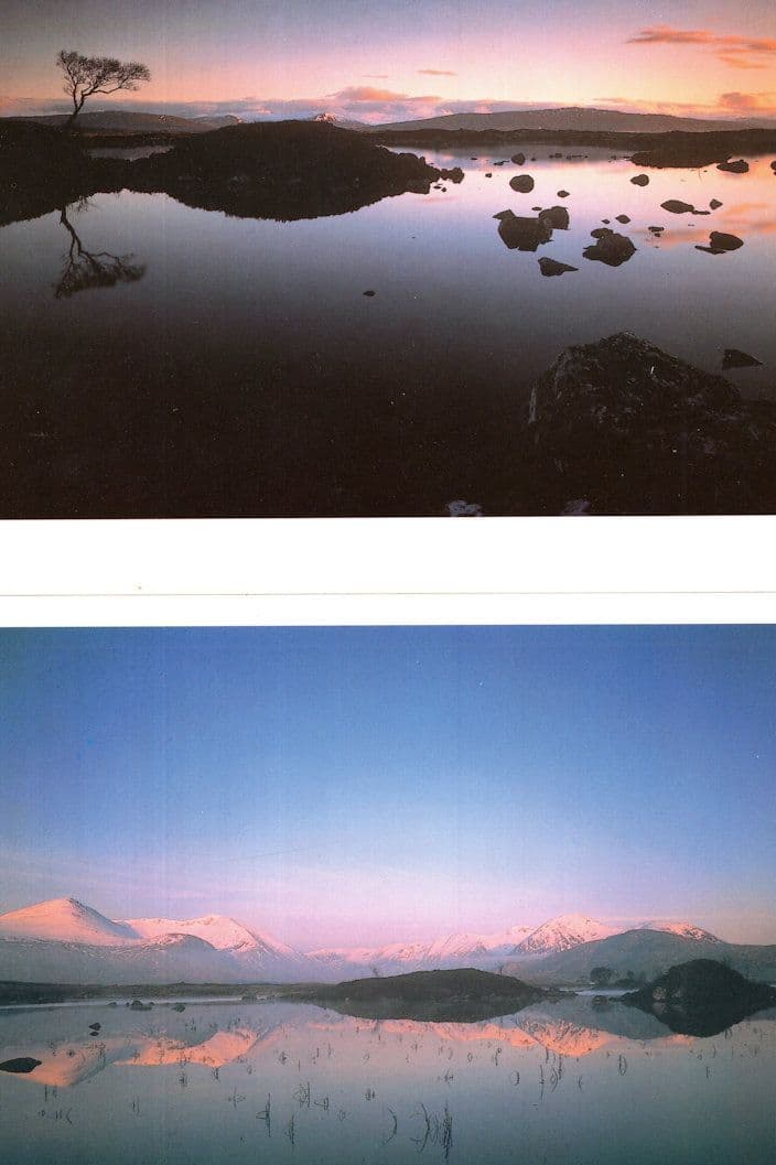 Ranoch Moor Loch Scottish Sunset 2x Photo Award Postcard s