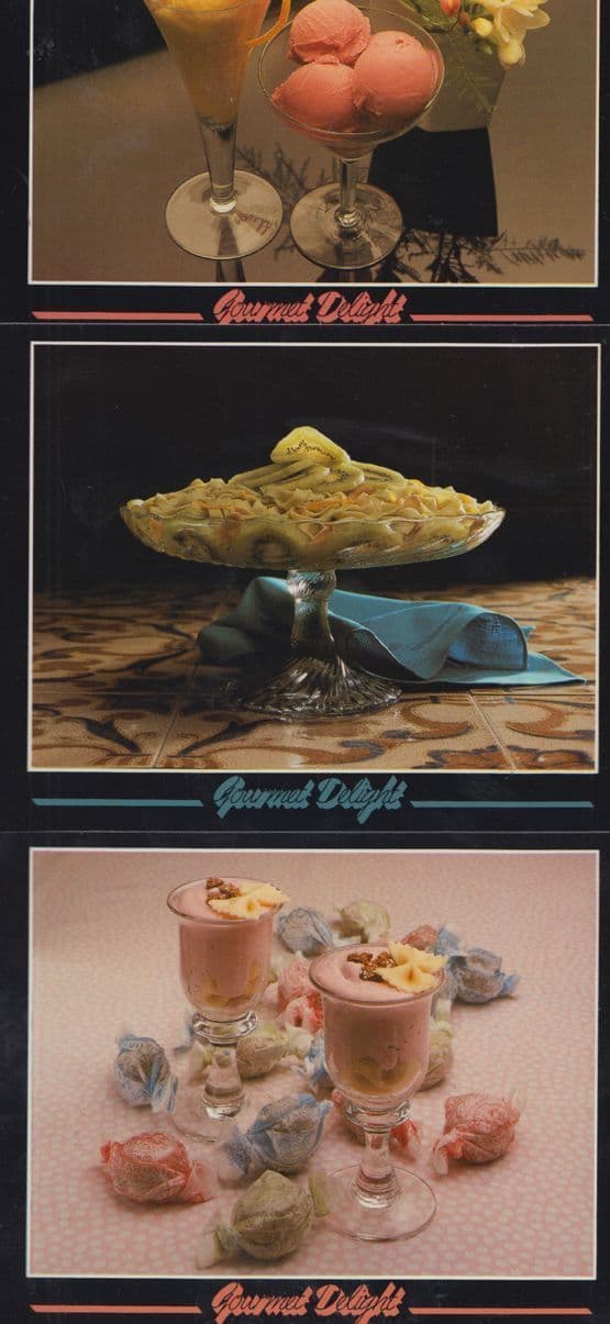 Raspberry Sorbet Lemon Ice Cream Desert 3x Luxury Upper Class Food Postcard s