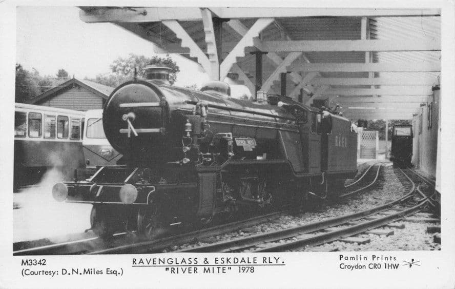 Ravenglass & Eskdale Old Train River Mite Pamlin Prints Railway RPC Postcard
