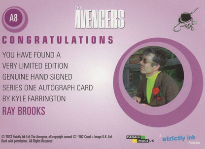 Ray Brooks The Avengers Hand Signed Autograph Card