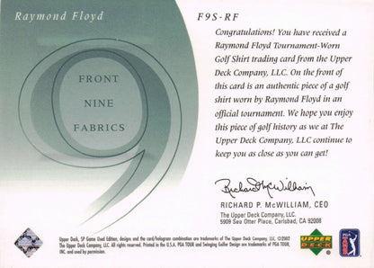 Raymond Floyd Front 9 Fabric 2002 Upper Deck Authentic Shirt Card