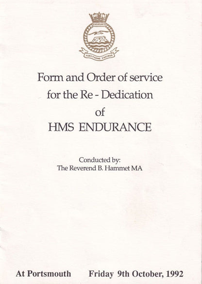 Re-Dedication Of HMS Endurance Ship 1992 Programme