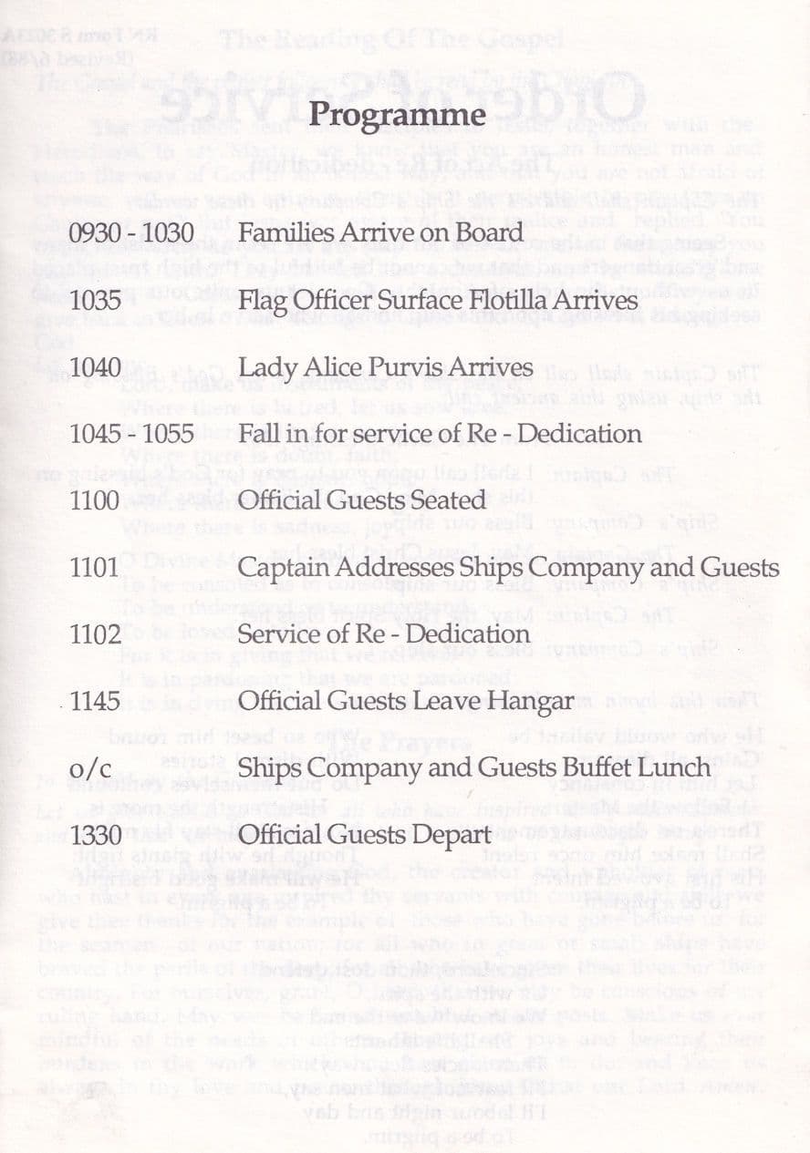 Re-Dedication Of HMS Endurance Ship 1992 Programme