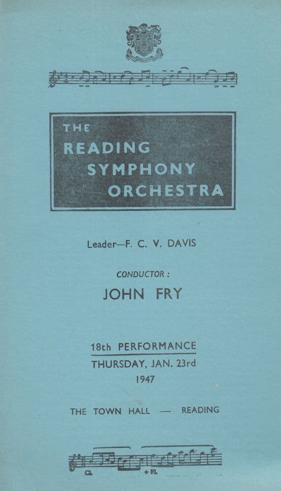 Reading Symphony Orchestra 1947 Berkshire Vaughan Williams Folk Songs Concert Programme