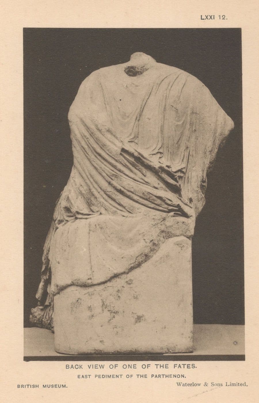 Rear View Of One Of The Fates Greek Statue Mythology Old Postcard