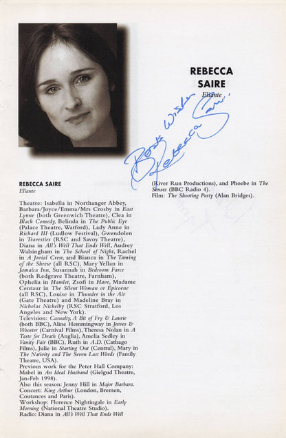 Rebecca Saire Dickon Tyrrell Multi Hand Signed Theatre Page