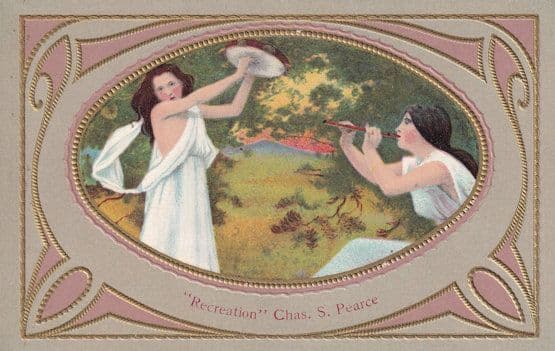 Recreation Chas Pearce Beauty Glamour Musical Pipes Stunning Antique Postcard