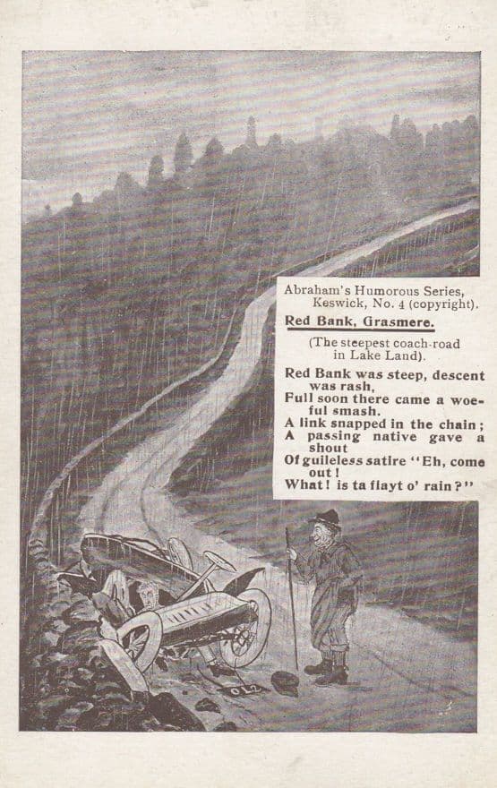 Red Bank Grasmere Motorcycle Crash Disaster Poem Comic Antique Postcard