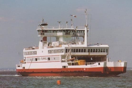 Red Eagle Ship at Southampton East Cowes Red Funnel Ferry Rare Postcard
