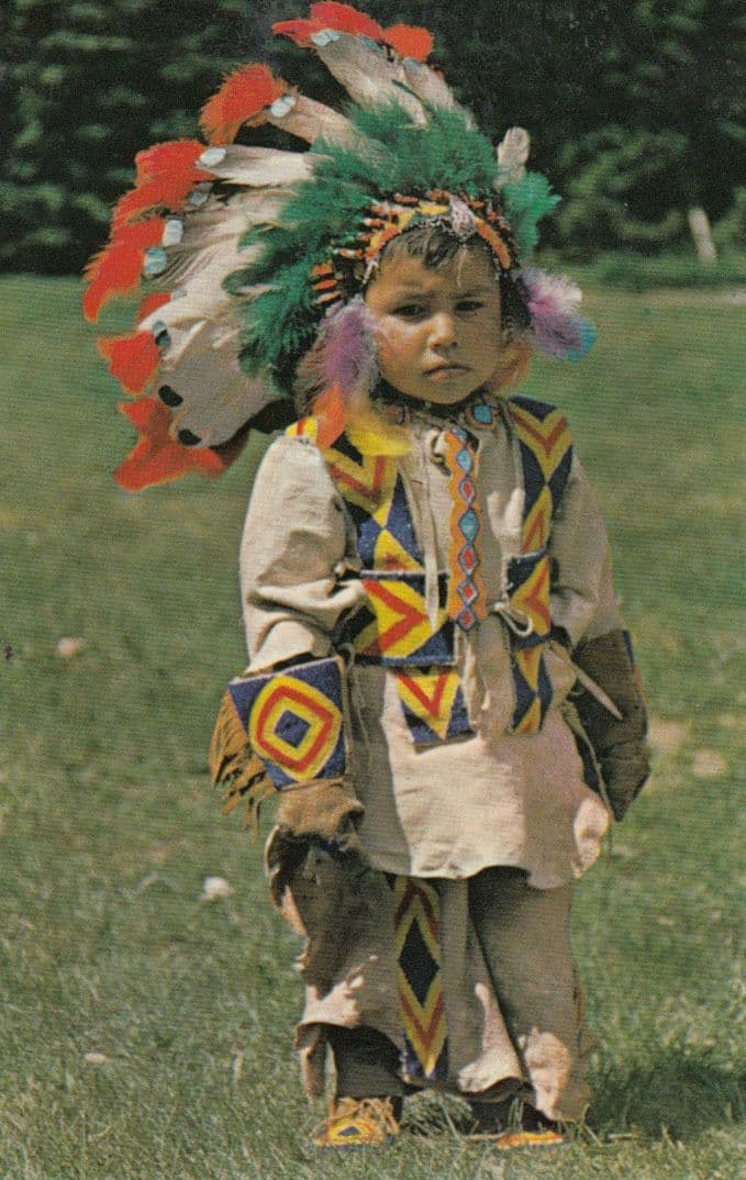 Red India Canadian Child With Headscarf "Pint Size" Indian 1970s Postcard