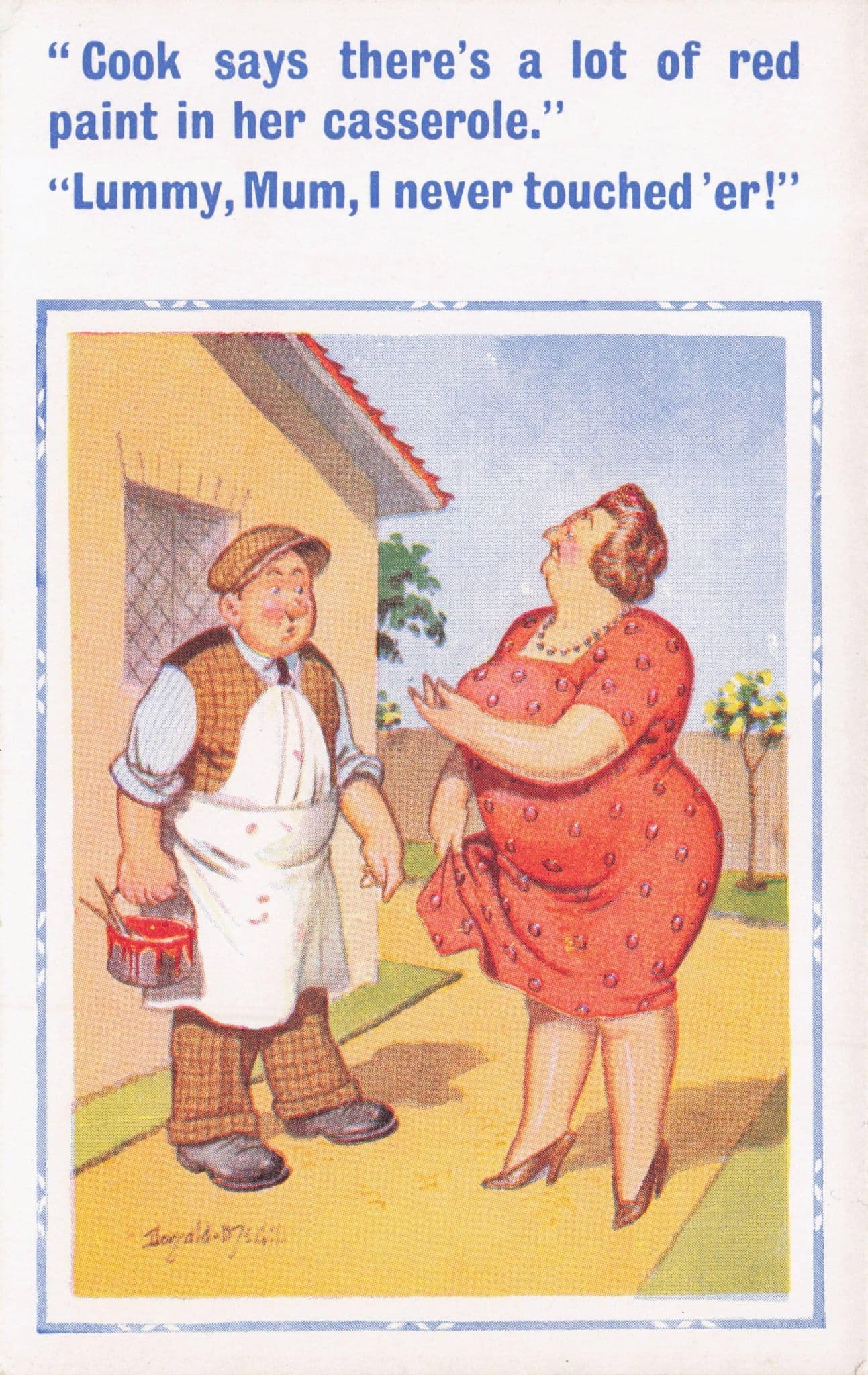 Red Paint Not Wine In Dinner Disaster Decorator Comic Postcard