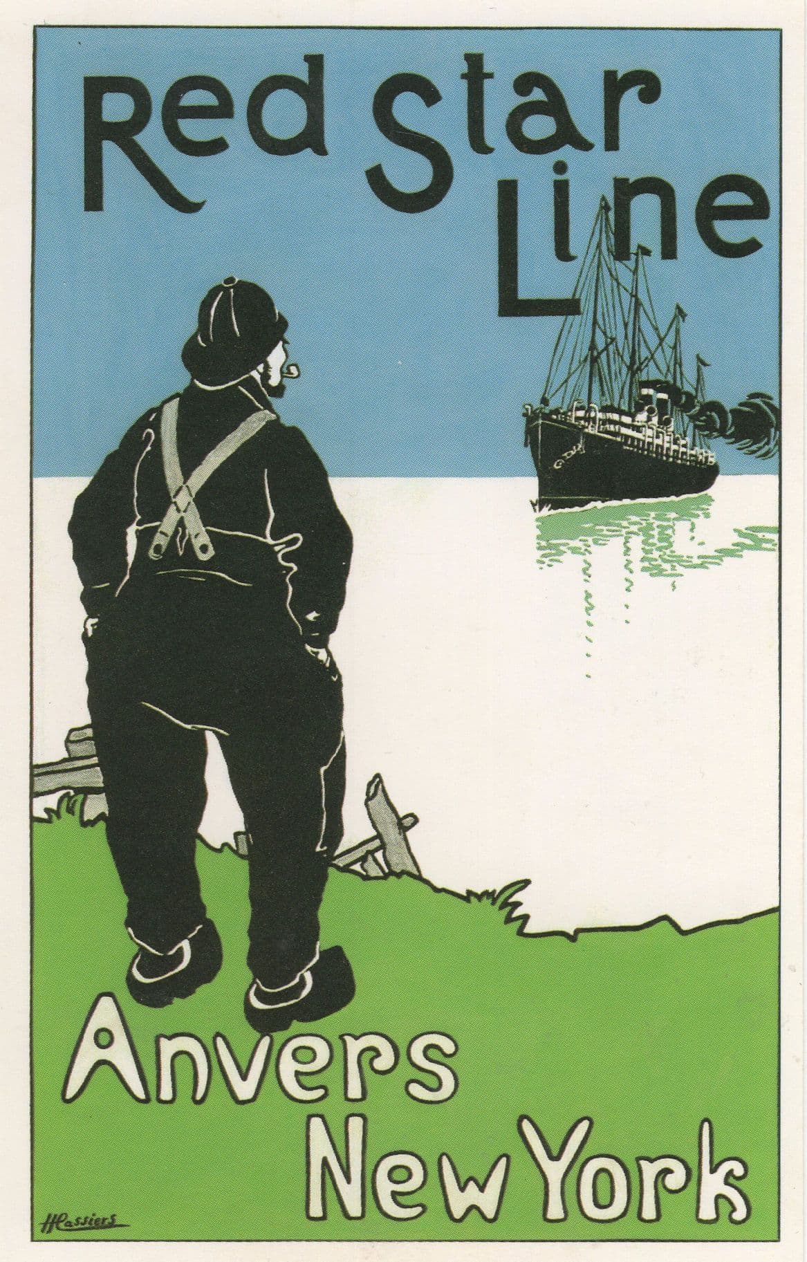 Red Star Line Ship Anver To New York Voyage Advertising Postcard