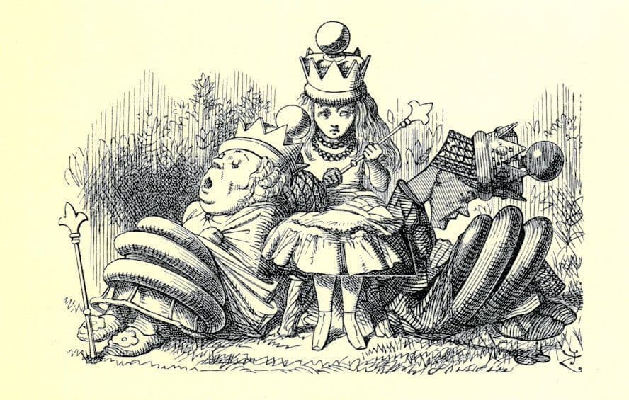 Red & White Queen King Alice Through The Looking Glass Book Art Postcard