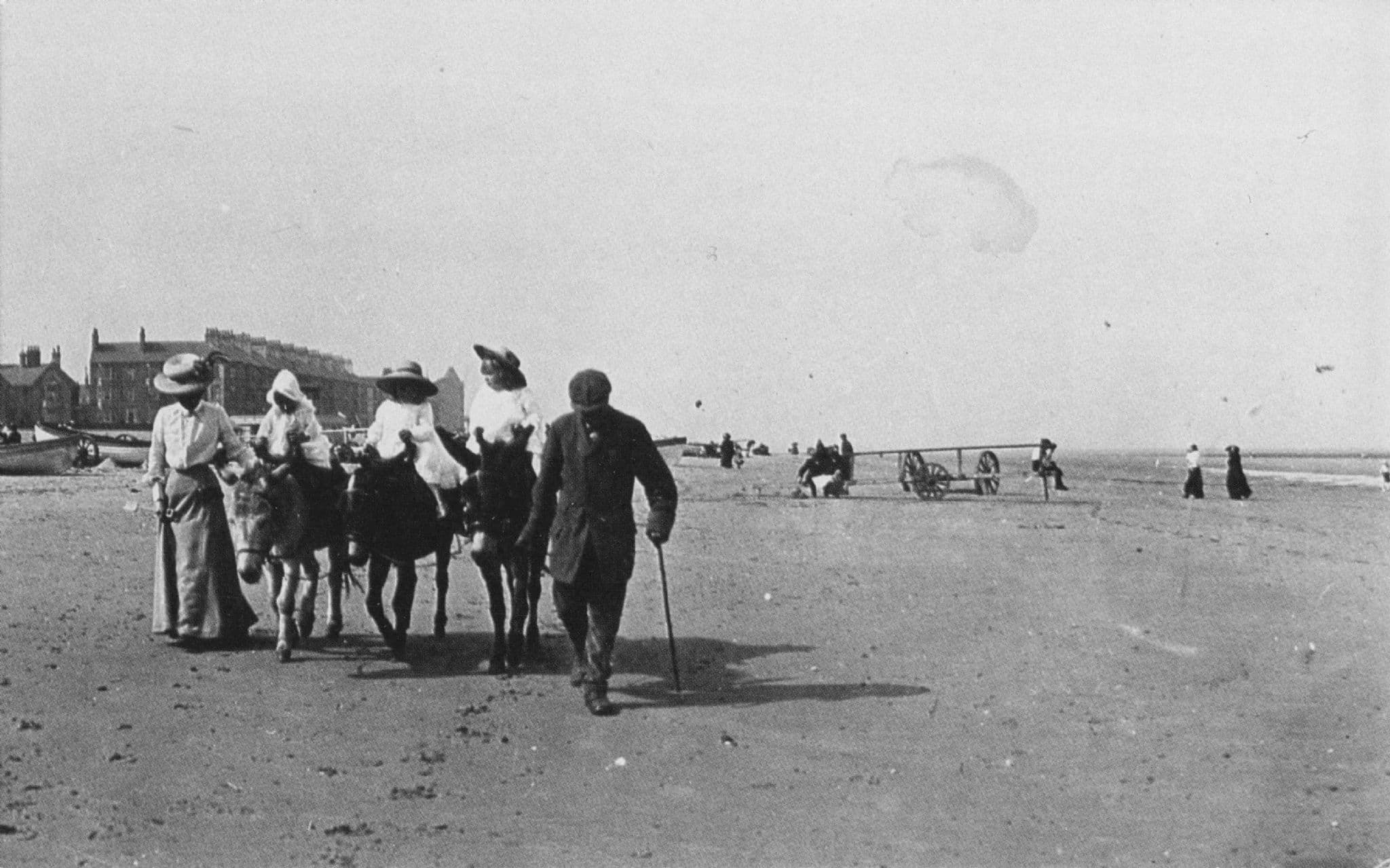 Redcar Donkey Rides In 1910 Yorkshire BBC Library Postcard