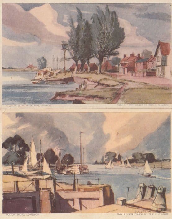 Reedham Quay River Yare Oulton Broad Norfolk Jarrolds 2x Postcard s