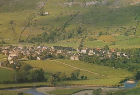 Reeth River Swale 1980s Birds Eye Aerial Postcard