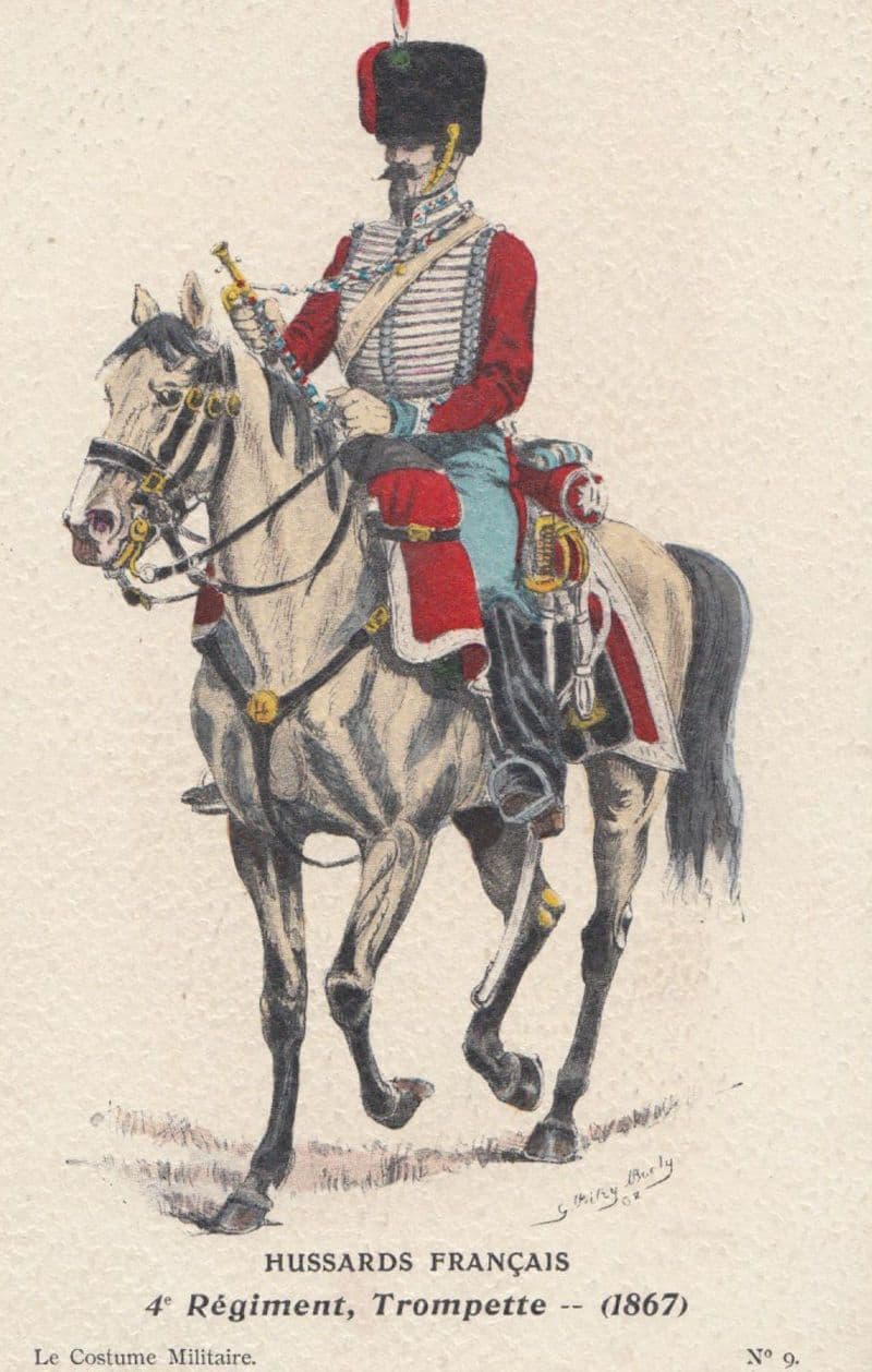 Regiment Trompette Hussards De Francais French Old Military Uniform Postcard
