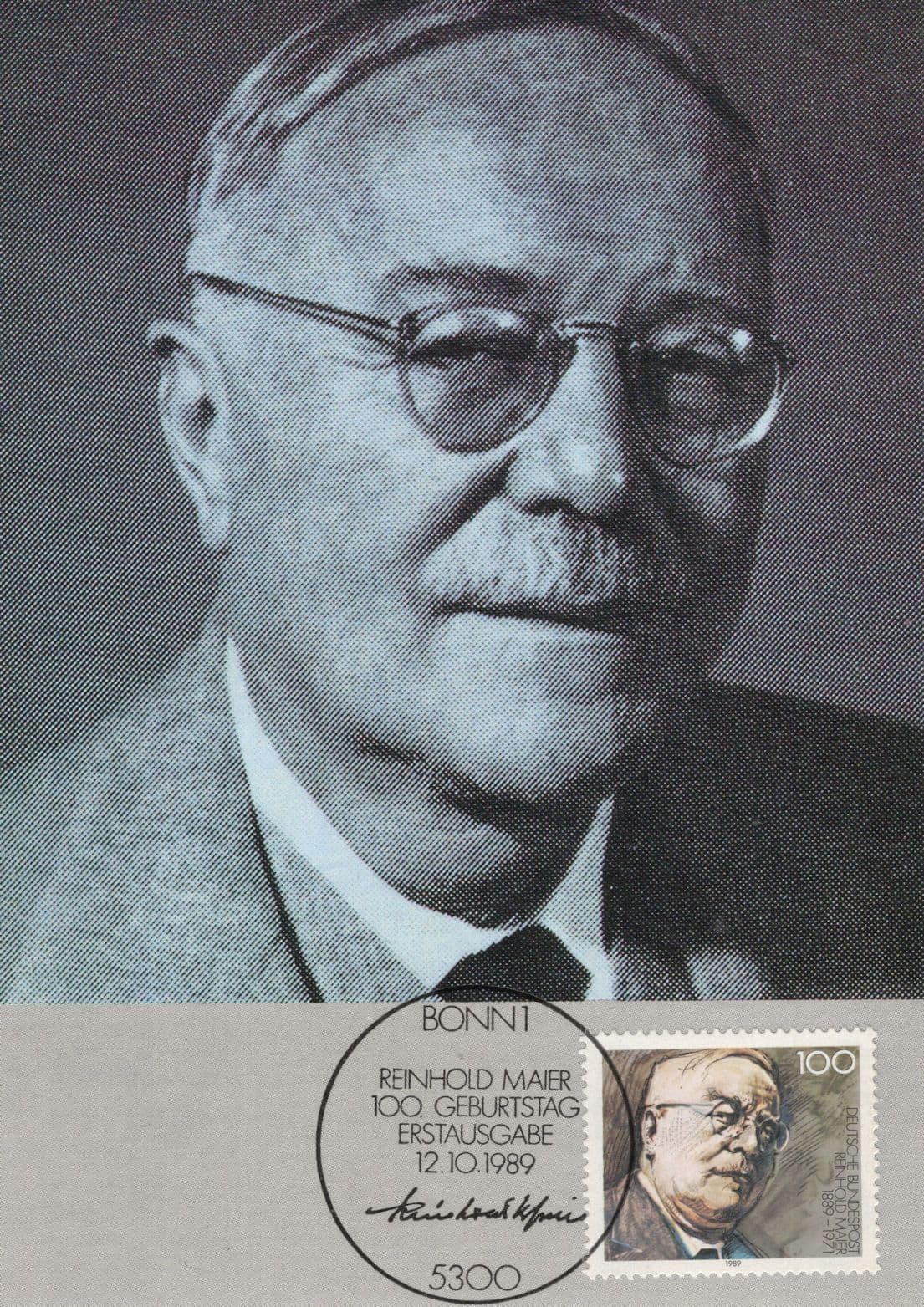 Reinhold Maier German FDP Politician Rare FDC Postcard