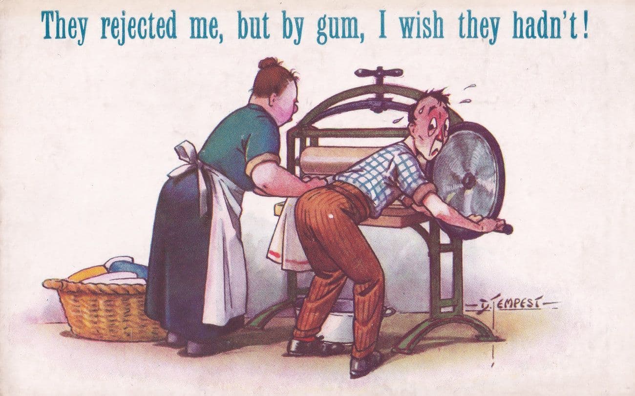 Rejected Me Spinning Wheel Laundry Old Comic D Tempest Postcard