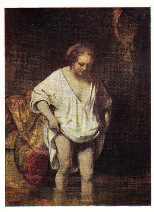 Rembrandt A Woman Bathing Rare London Art National Gallery Painting Postcard