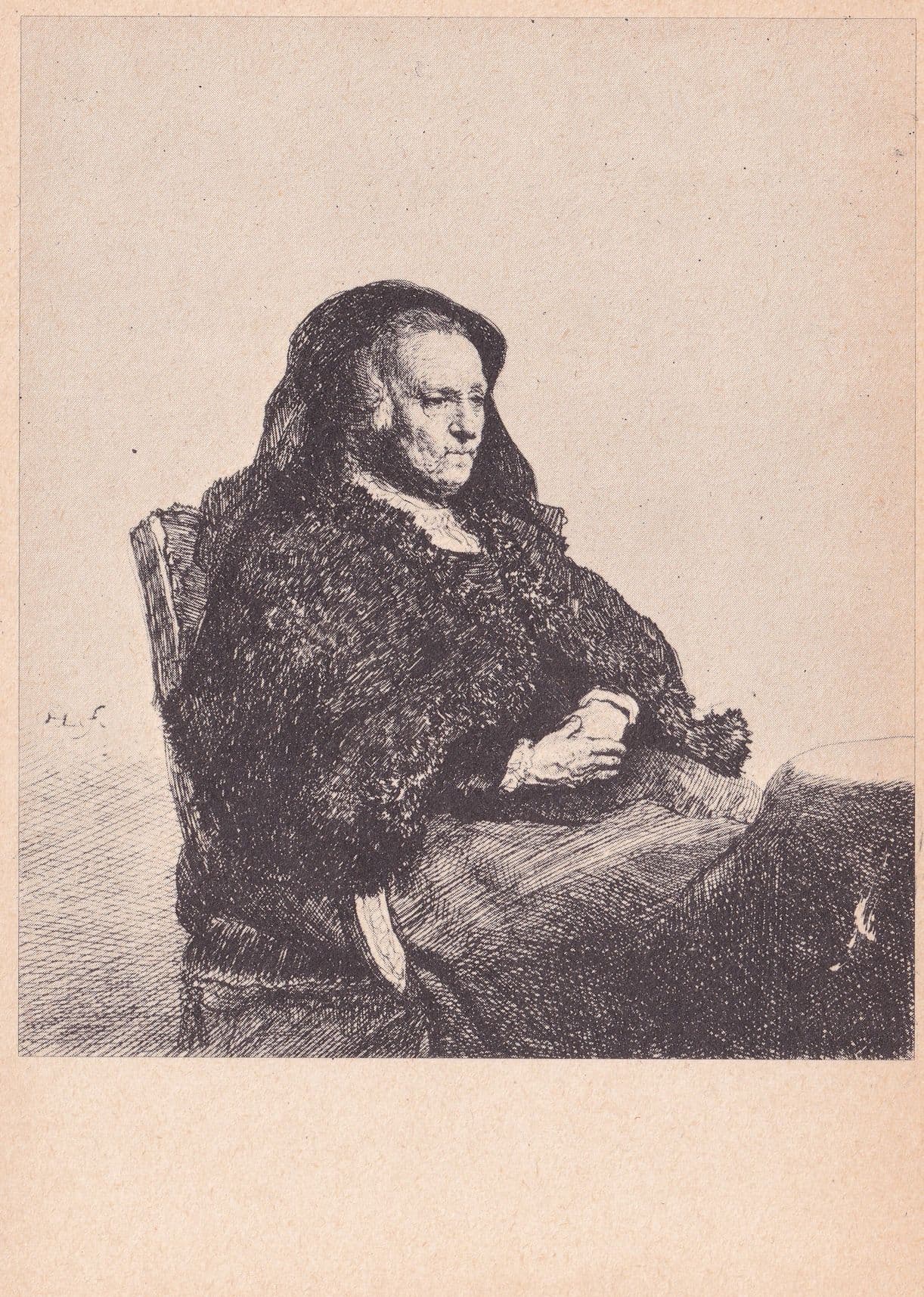 Rembrandt Mother Seated At A Table Old Painting Postcard