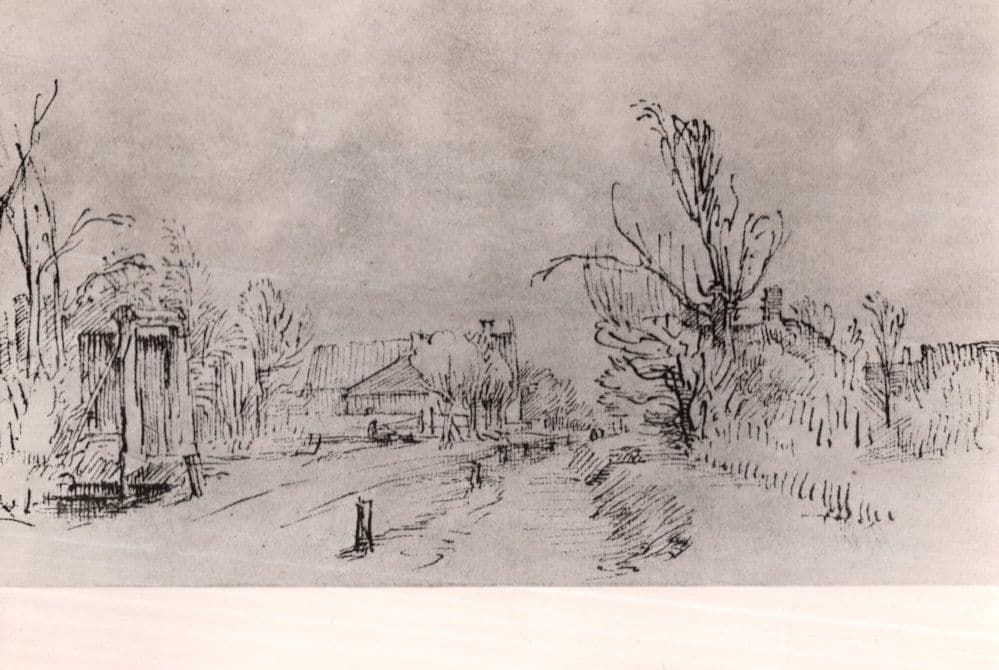 Rembrandt Village Street British Museum Painting Postcard