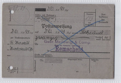 Remscheld Zuruck German Postal History Cash On Delivery 1931 Postcard
