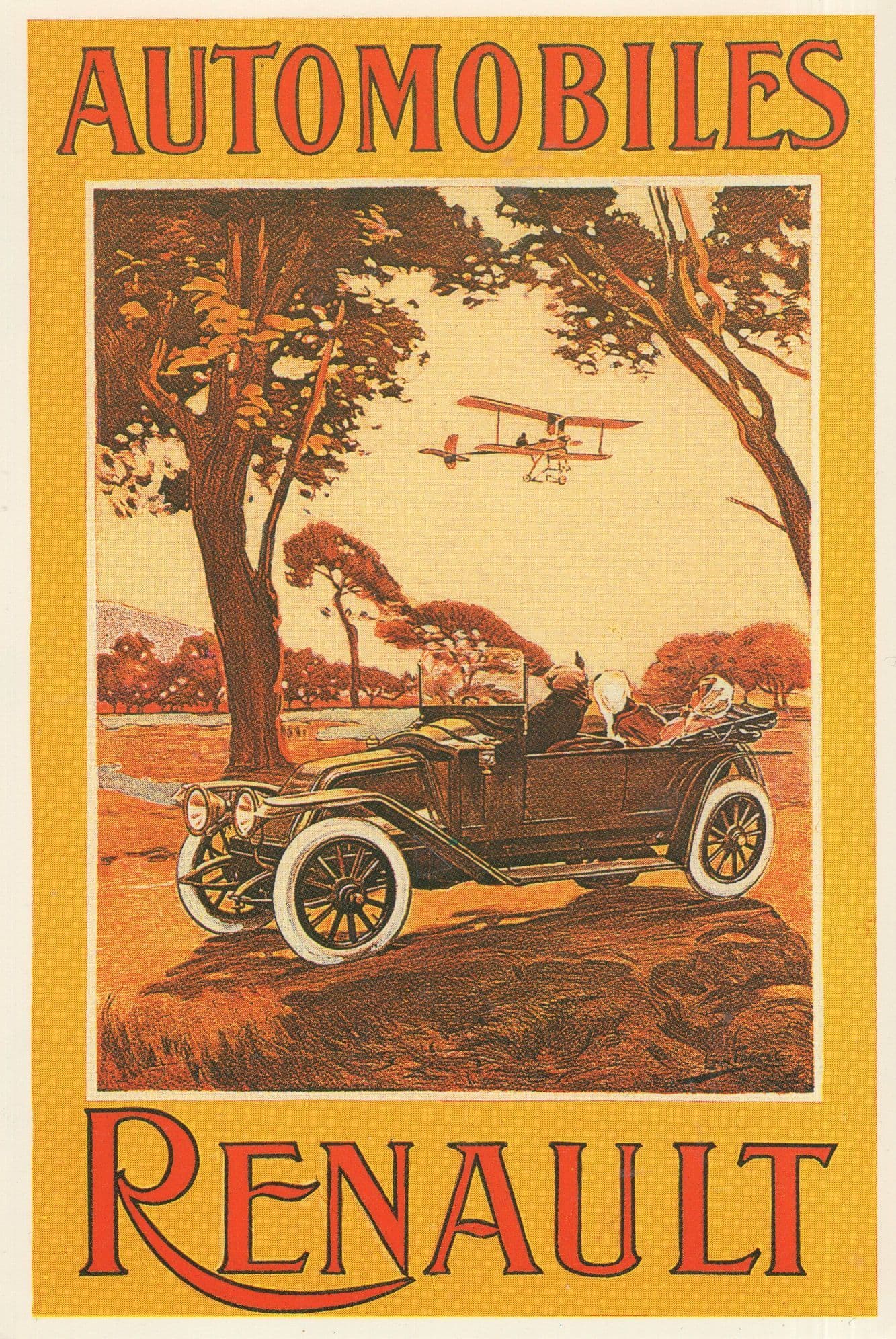 Renault Automobiles Car Old Poster Advertising Postcard