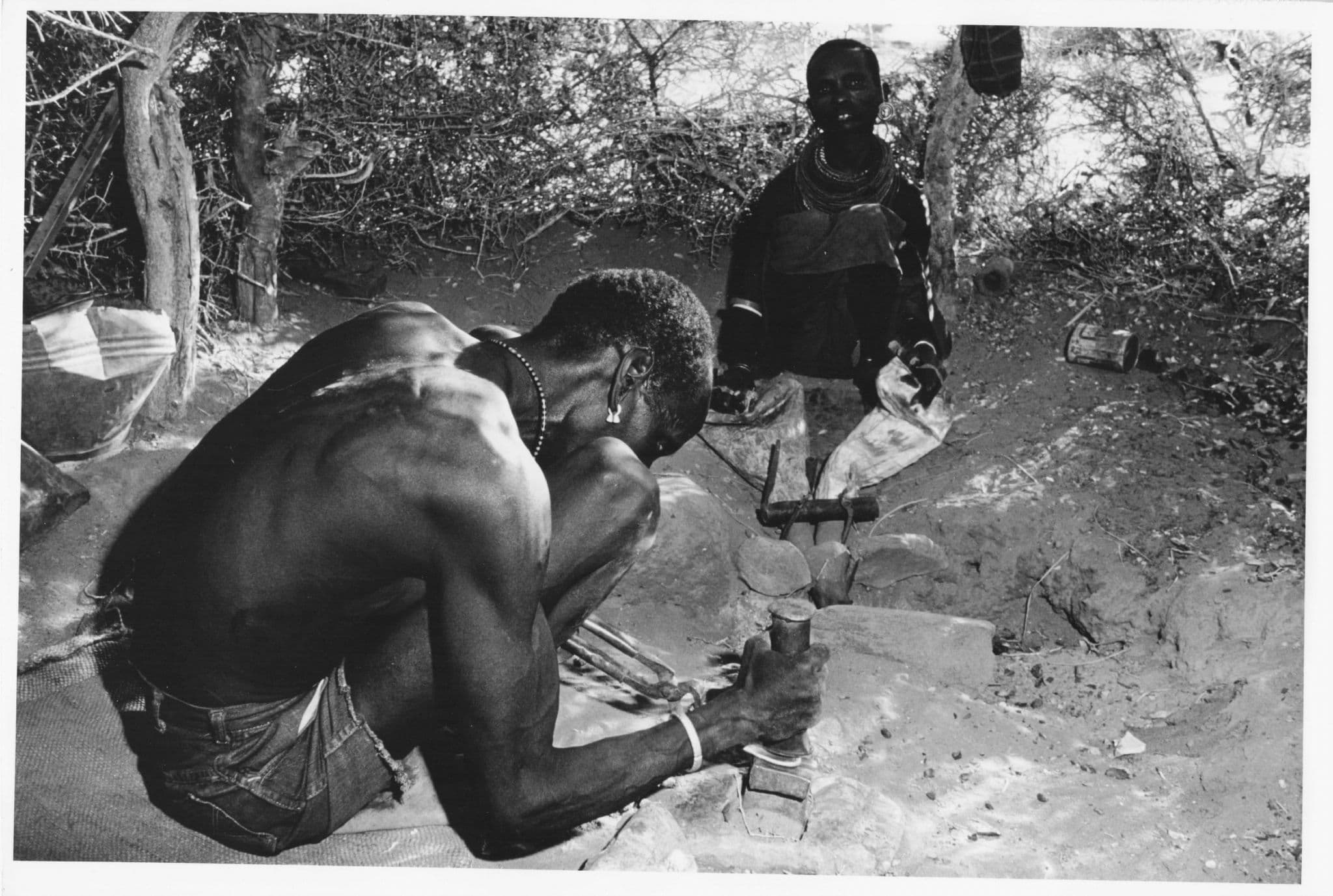 Rendille Blacksmith Making Bracelet 9x7 Kenya Vintage African Photo